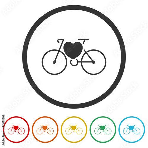 I love my bike icon. Set icons in color circle buttons
