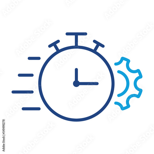 Gear and Clock Line Icon. Cog Wheel and Watch Time Deadline, Settings, Control Efficiency Concept Linear Pictogram. Optimization Process Outline Icon. Editable Stroke. Isolated Vector Illustration