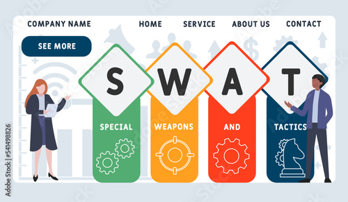 SWAT - Special Weapons And Tactics acronym. business concept background.  vector illustration concept with keywords and icons. lettering illustration with icons for web banner, flyer, landing