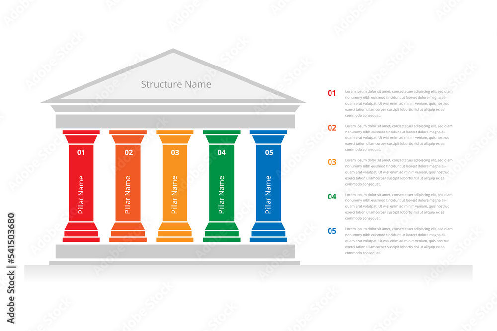 Infographic element in the form of a Greek temple with columns. - obrazy, fototapety, plakaty 
