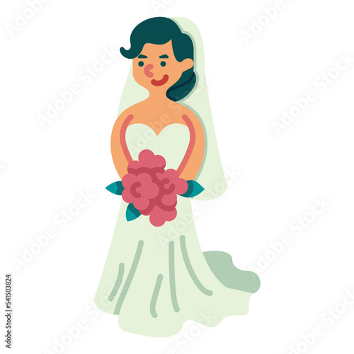 bride dress flat icon