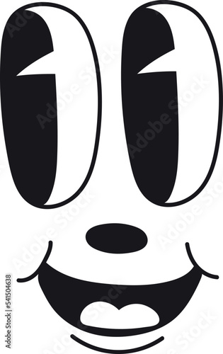 Funny comic face smiling. Happy toon character