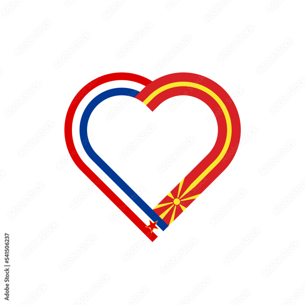 unity concept. heart ribbon icon of yugoslavia and north macedonia flags. vector illustration isolated on white background unity concept. heart ribbon icon of yugoslavia and north macedonia flags. vector illustration isolated on white background
