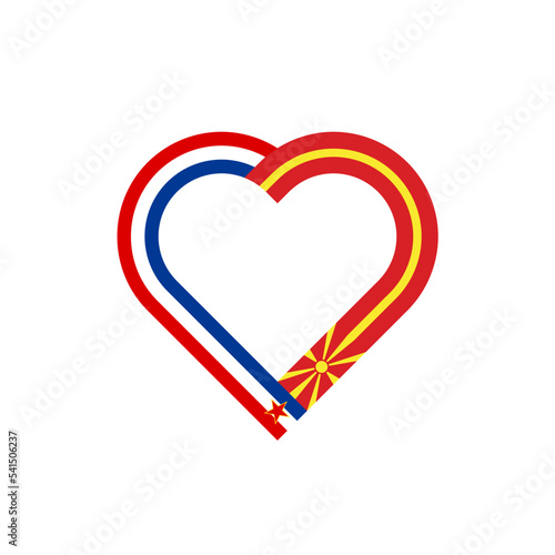 unity concept. heart ribbon icon of yugoslavia and north macedonia flags. vector illustration isolated on white background