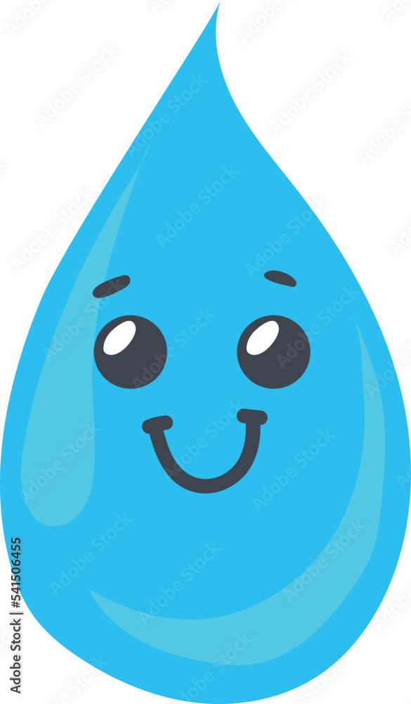 Water drop with smiling face. Happy clean liquid