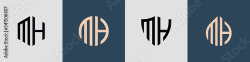 Creative simple Initial Letters MH Logo Designs Bundle.