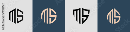 Creative simple Initial Letters MS Logo Designs Bundle.