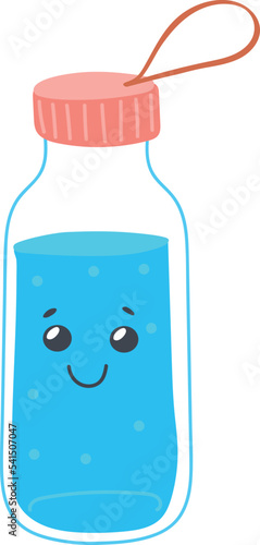 Clean water mascot. Cute plastic gym bottle