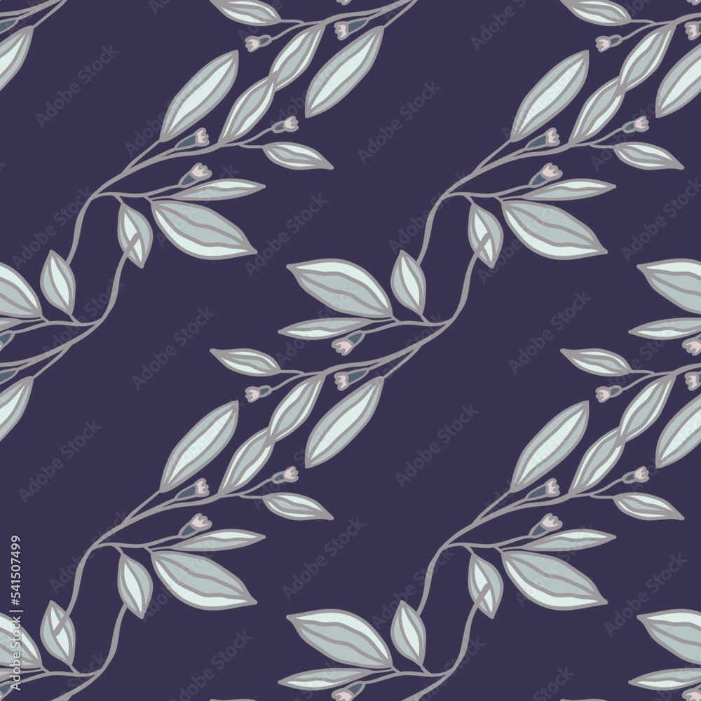 Fototapeta premium Romantic leaves and flower seamless pattern. Vintage style floral wallpaper. Cute plants endless backdrop