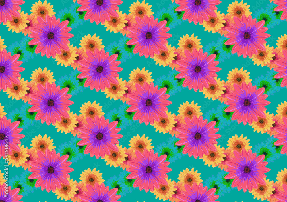 flower seamless pattern on green backgrounds vector flower seamless pattern on green backgrounds vector