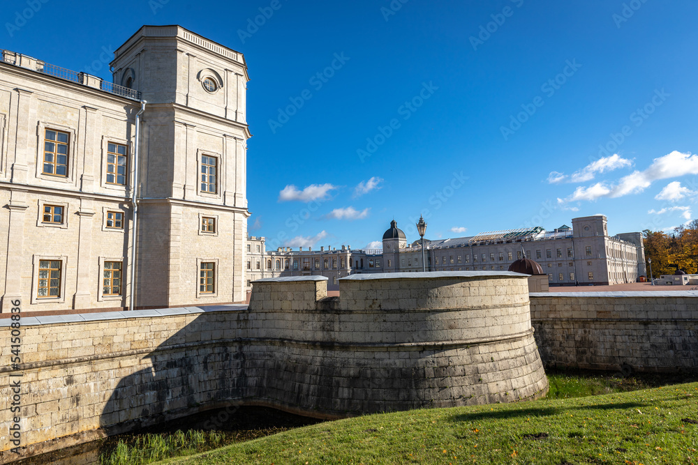 view of the facade of the Gatchina palace view of the facade of the Gatchina palace