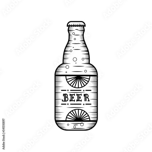 Sketch of a beer bottle Oktoberfest season Vector