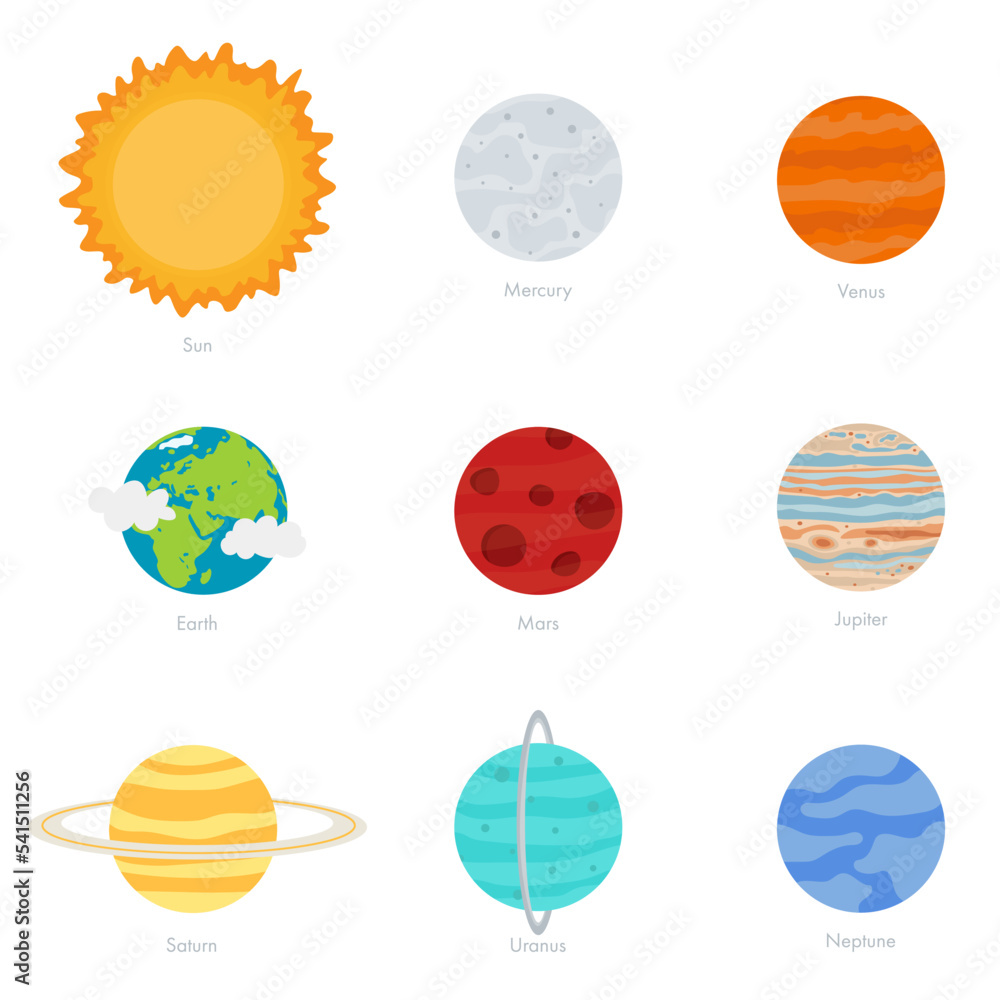 Planets of the solar system are isolated on a white background Planets of the solar system are isolated on a white background