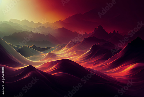 Colorful dark background texture  wavy silky black  red and other shades of colors beautiful  hot and flowing design