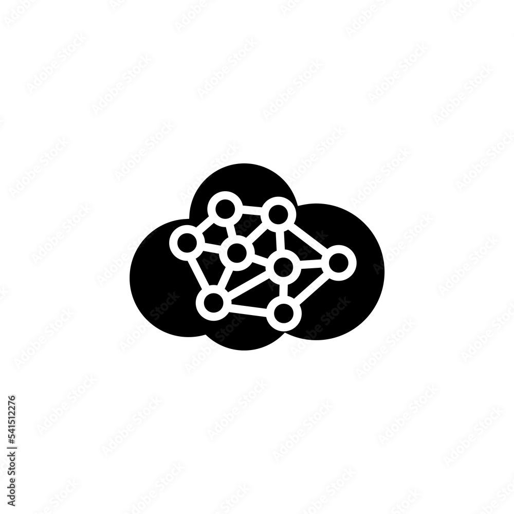 Cloud storage line and glyph version, outline and filled vector sign