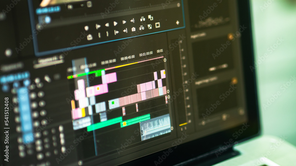 video editting timeline close up.