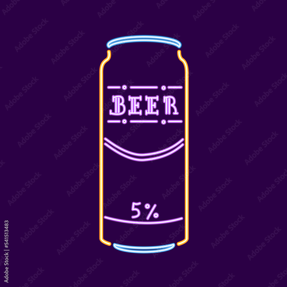Isolated neon beer can Oktoberfes season Vector Isolated neon beer can Oktoberfes season Vector