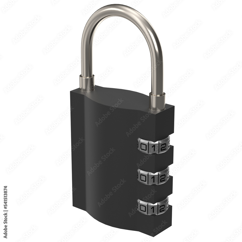 3d rendering illustration of a luggage lock 3d rendering illustration of a luggage lock
