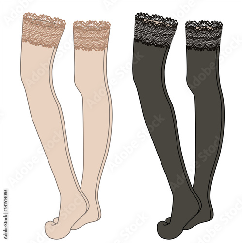 THIGH LENGTH LACY STOCKINGS IN EDITABLE VECTOR