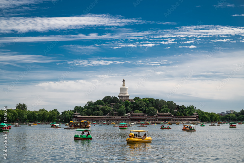 Blue sky white clouds white tower cruise Blue sky white clouds white tower cruise