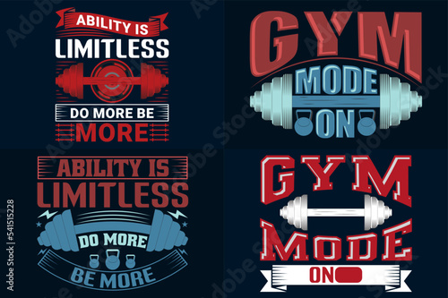 Gym-Fitness T-Shirt Design Bundle, Fitness training funny quote Set