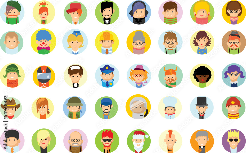 Big set of different professions flat cartoon characters. Group of workers isolated on white background. Big set of different professions flat cartoon characters. Group of workers isolated on white background.