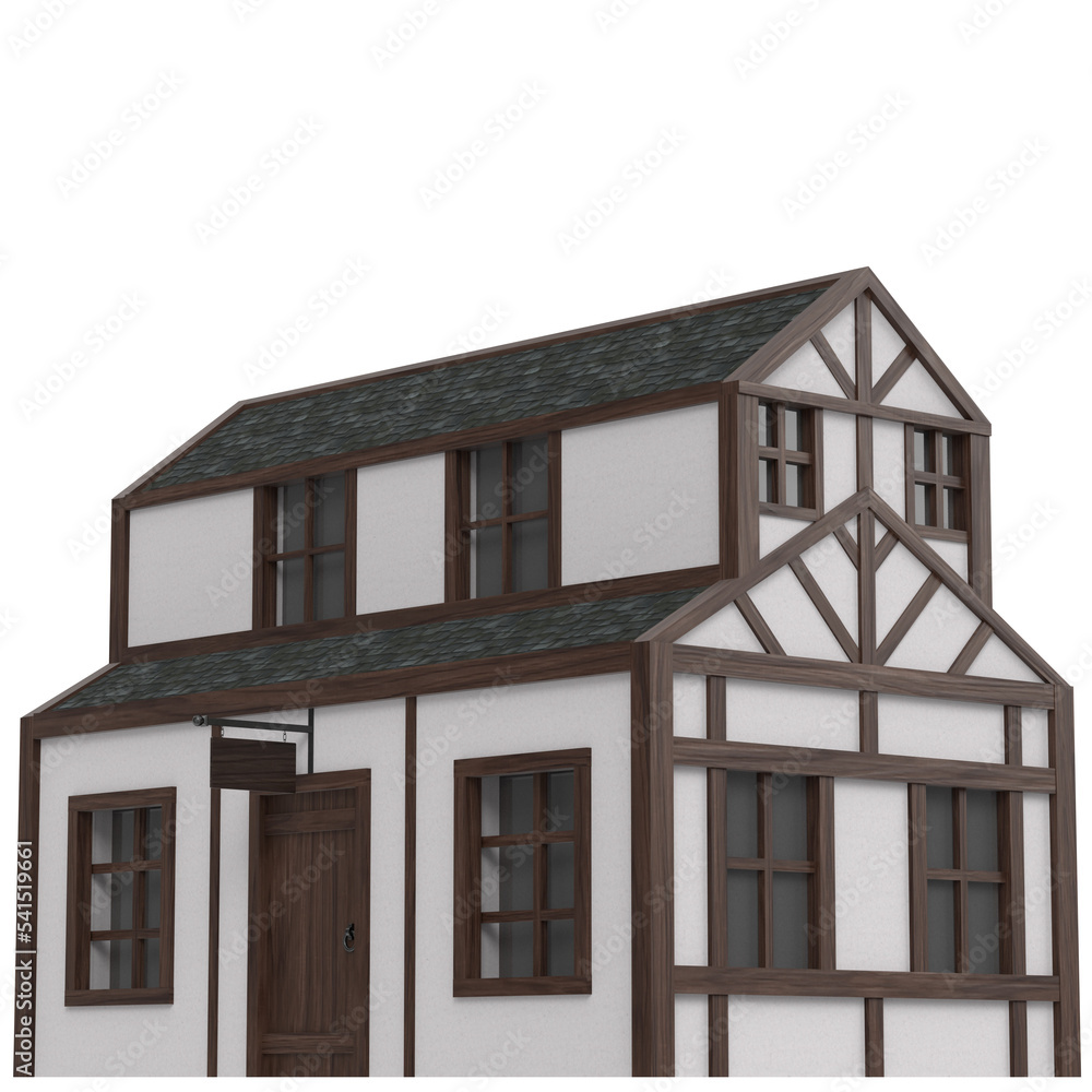 3d rendering illustration of an half timbered inn