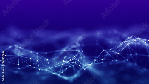 Connection concepts The Internet network comes from a polygonal connection using dots and lines, consisting of a dark blue and pink background with space above it
