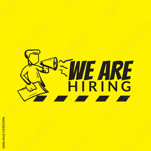 We're hiring concept. company recruiting announcement with the text on yellow background