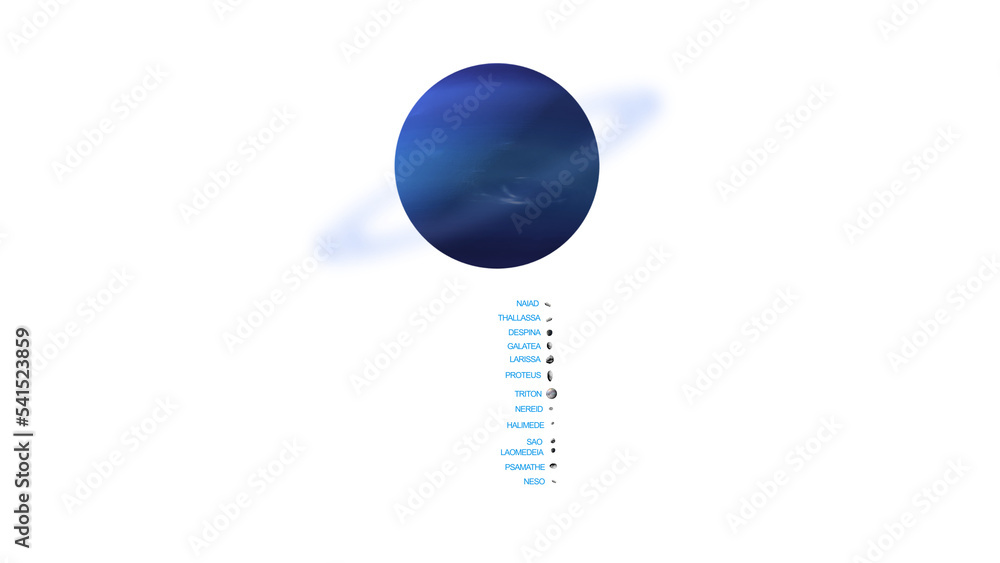 planet neptun and moons 3d illustration concept