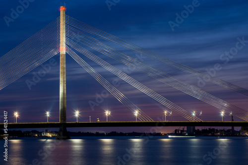 Suspension bridge over Daugava river in Riga, Latvia