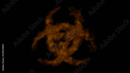 Biohazard sign. Burning biohazard sign on a black background.