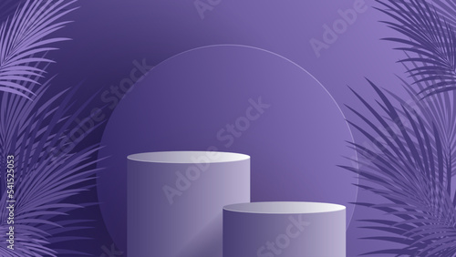 Purple background product showing pedestal scene with geometric platform. display stand stage showcase on the podium your product from customer in room. vector design.