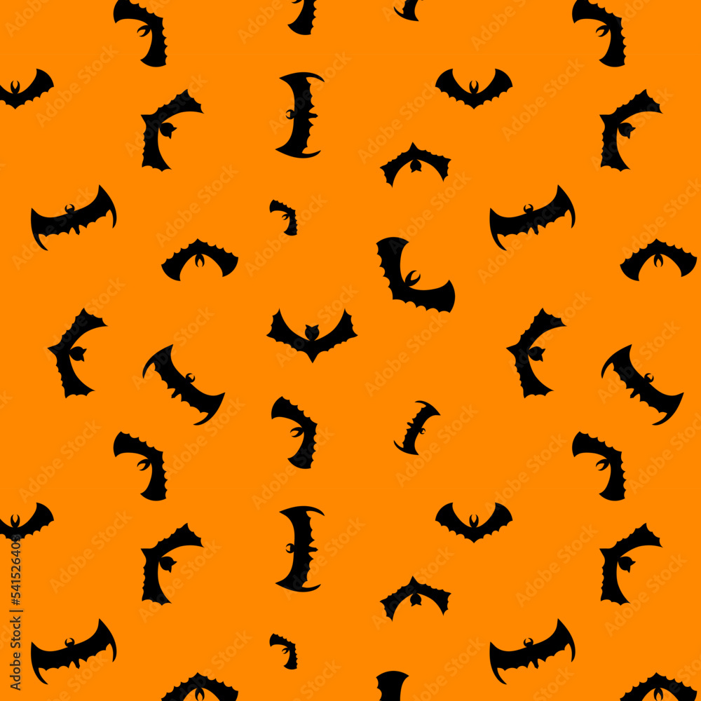 halloween silhouette bat texture on an orange background