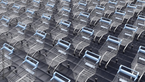 Many shopping carts move endlessly. 