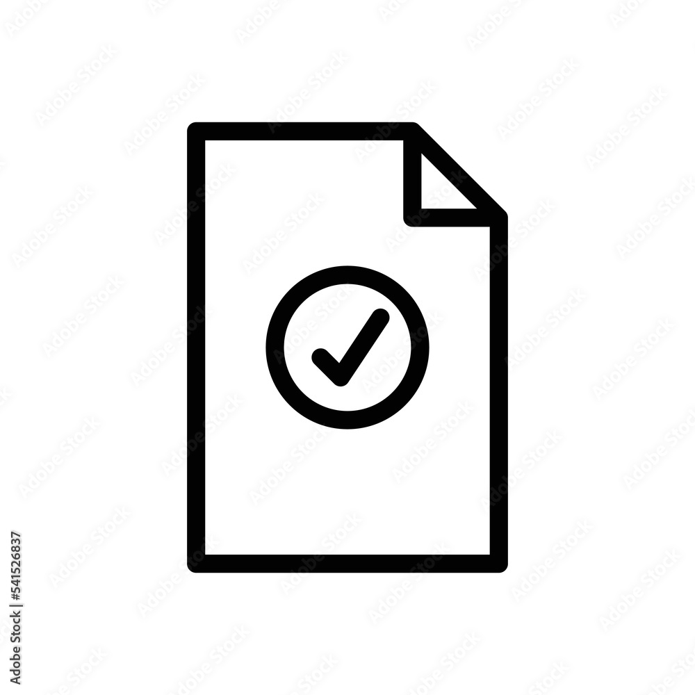 Paper document line icon illustration with check mark. icon related to verified document. Simple vector design editable. Pixel perfect at 32 x 32 Paper document line icon illustration with check mark. icon related to verified document. Simple vector design editable. Pixel perfect at 32 x 32