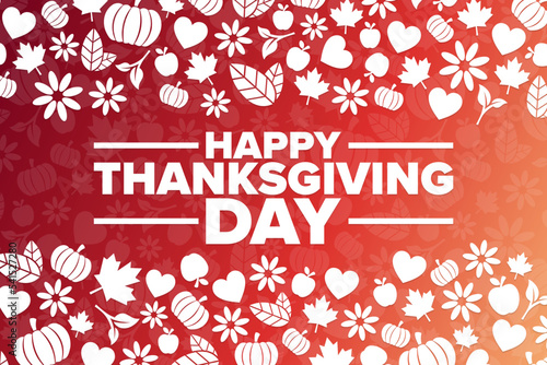 Happy Thanksgiving Day. Holiday concept. Template for background, banner, card, poster with text inscription. Vector EPS10 illustration.