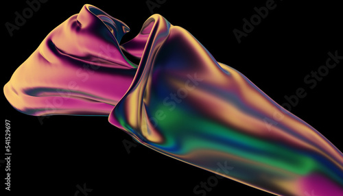 3d render shape abstract cloth iridescent background black  banner