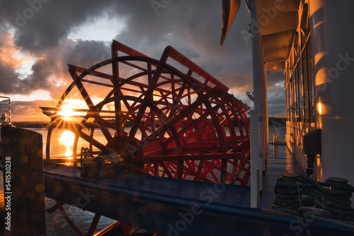 ship turbine at sunset