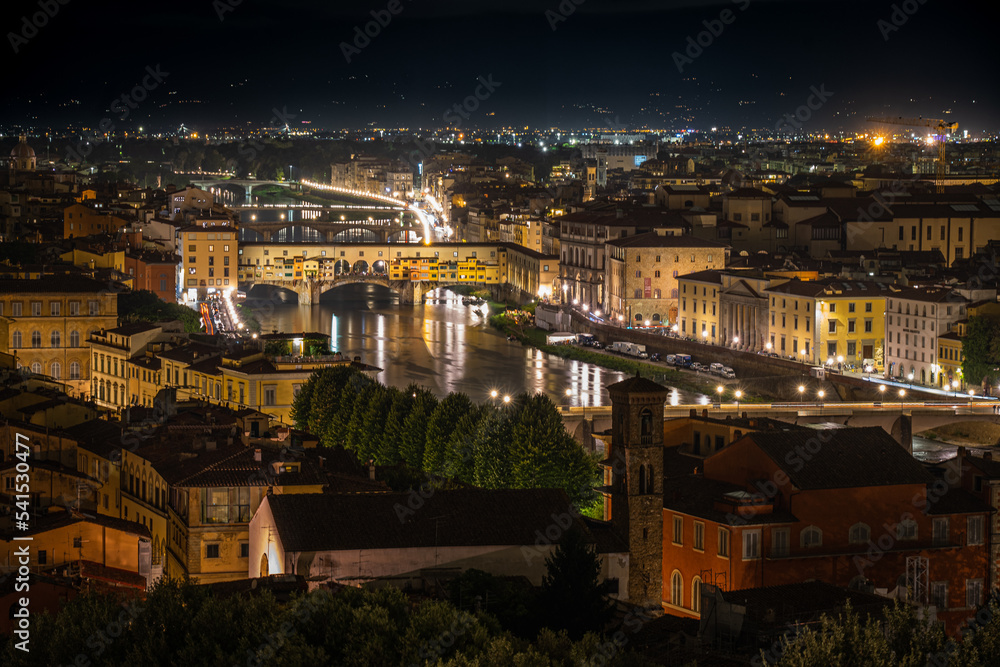 Fototapeta premium Skyline Florence from Michelangelo Piazzale square at night, Italy.