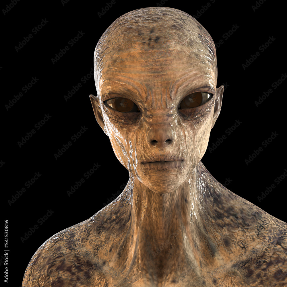 Humanoid alien, 3D illustration