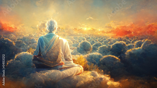 Fotografia Abstract digital art meditation enlightenment god heaven background, mindful and