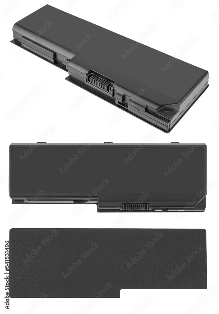 battery for a laptop, a spare part for a computer, on a white background battery for a laptop, a spare part for a computer, on a white background