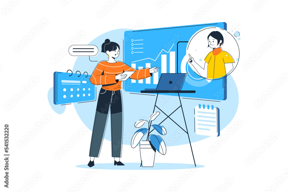 Business woman working on business presentation Business woman working on business presentation
