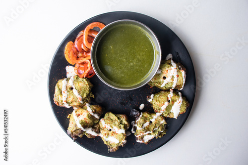 Canvastavla Spicy bbq Chicken Hariyali tikka boti Kebab or green chicken kabab with chili sa