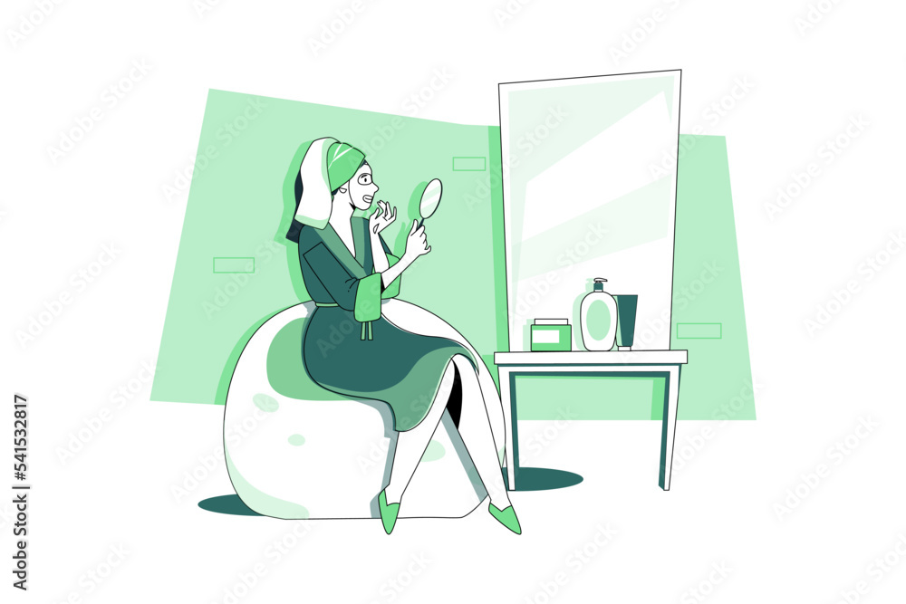 Woman applies a white moisturizing mask. Woman applies a white moisturizing mask.