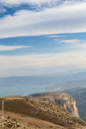 The Chirkeyskoye reservoir is the largest artificial reservoir in the Caucasus. It is located on the Sulak River. Dagestan. Russia. Beautiful panoramic view