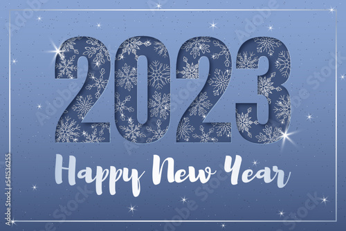 Blue and silver new year 2023 banner