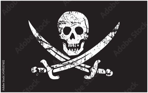 classic jolly roger pirate flag distressed photo