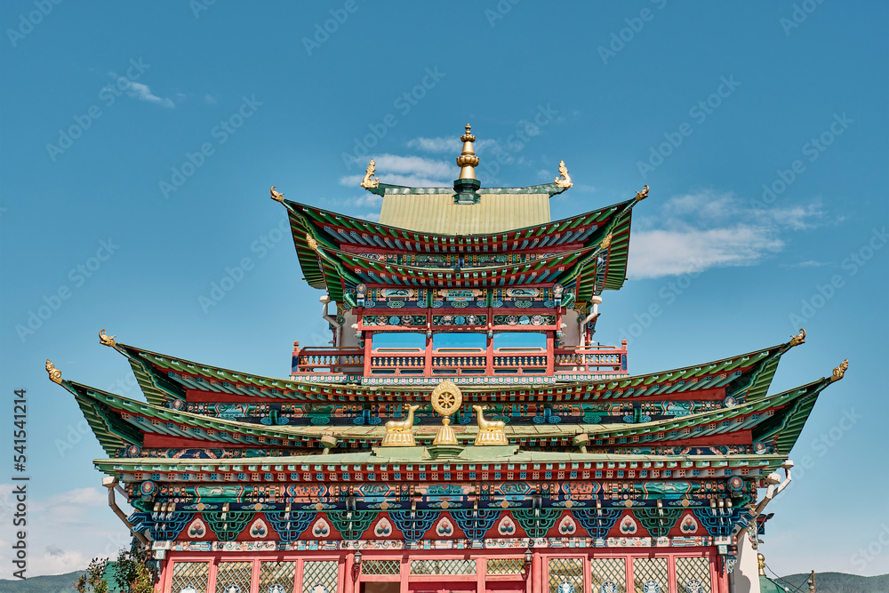 Upper floors of buddhist temple-palace of Hambo Lama Itigelov. Ivolginsky datsan, Buryatia,Russia Upper floors of buddhist temple-palace of Hambo Lama Itigelov. Ivolginsky datsan, Buryatia,Russia